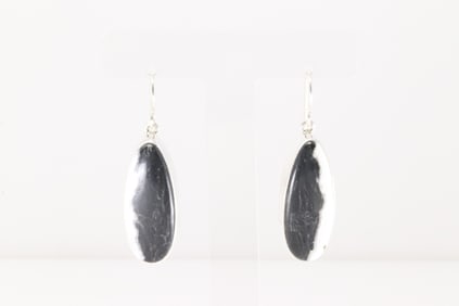 Native American Navajo Sterling Silver White Buffalo Dangling Earring's By A.