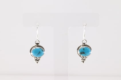 Native America Navajo Sterling Silver Turquoise Dangling Earring's By Rita Largo.