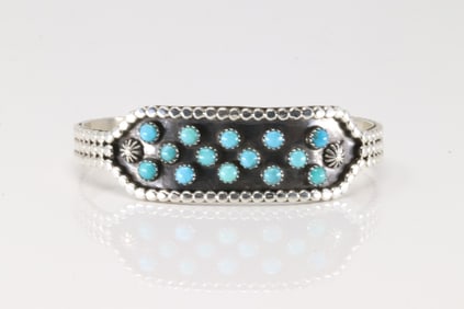 Native America Navajo Sterling Silver Turquoise Bracelet Cuff By R.B.