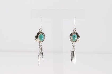 Native America Navajo Sterling Silver Turquoise Dangling Earring's By Rita Largo.