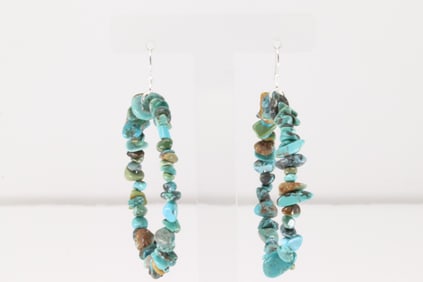 Native America Navajo Sterling Silver Turquoise Dangling Earring's.