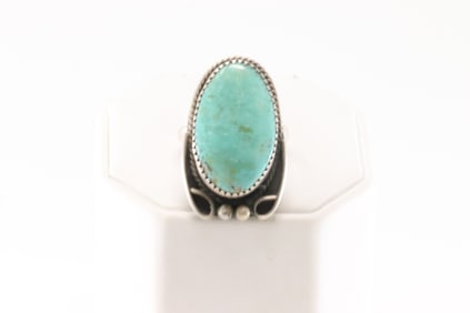 Native America Navajo Sterling Silver Turquoise Ring By S.