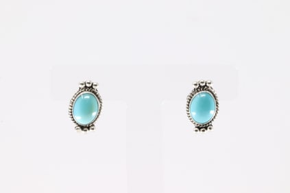 Native America Navajo Sterling Silver Turquoise Post Earring's By Rene Begay.
