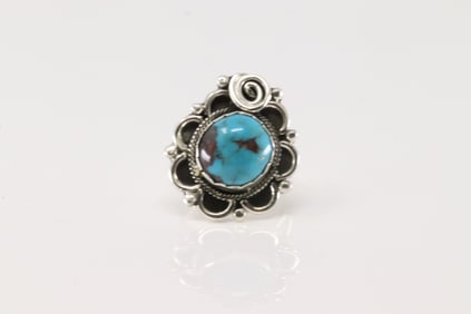 Native America Navajo Sterling Silver Turquoise Ring By B.