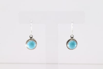 Native America Navajo Sterling Silver Turquoise Dangling Earring's By Sharon McCarthy.