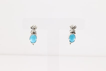 Native America Navajo Sterling Silver Turquoise Post Earring's By Annette Chiquito.