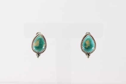 Native America Navajo Sterling Silver Turquoise Post Earring's By L.