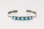 Native America Navajo Sterling Silver Kingman Turquoise Bracelet Cuff By R.King.