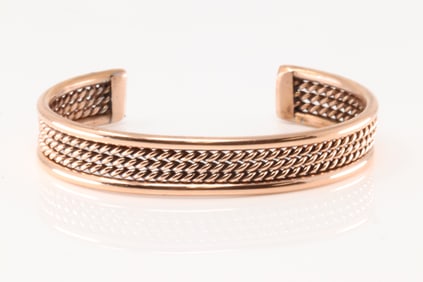 Native America Navajo Copper Bracelet Cuff By Elaine Tahe.