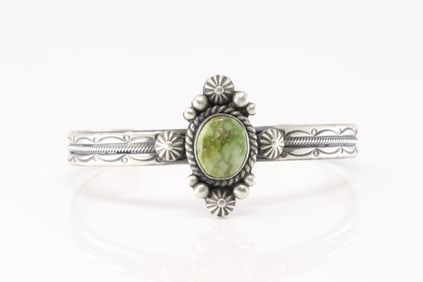 Native America Navajo Sterling Silver Sonora Gold Turquoise Bracelet Cuff By Michael Calladitto.