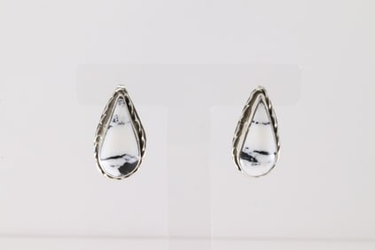 Native America Navajo Sterling Silver White Buffalo Post Earring's By Susan Yazzie.
