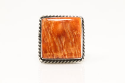 Native America Navajo Sterling Silver Spiny Oyster Ring By A.L.