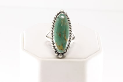 Native America Navajo Sterling Silver Turquoise Ring By F.
