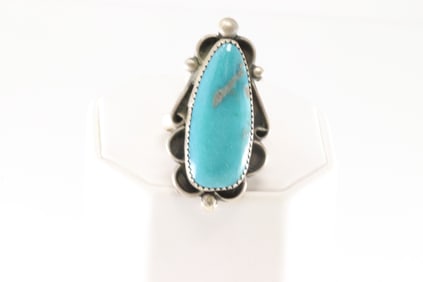 Native America Navajo Sterling Silver Turquoise Ring By W.J.