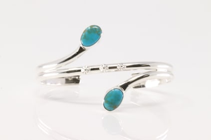 Native America Navajo Sterling Silver Turquoise Bracelet Cuff By Thomas Yazzie.