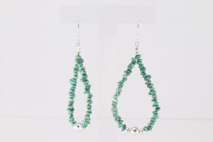 Native America Navajo Sterling Silver Turquoise & Beaded Dangling Earring's.
