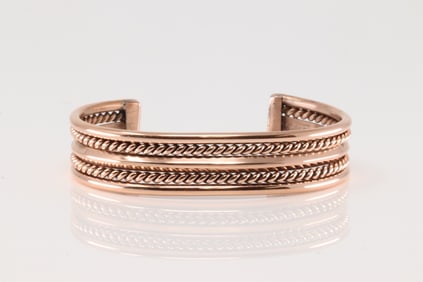 Native America Navajo Copper Bracelet Cuff By Elaine Tahe.