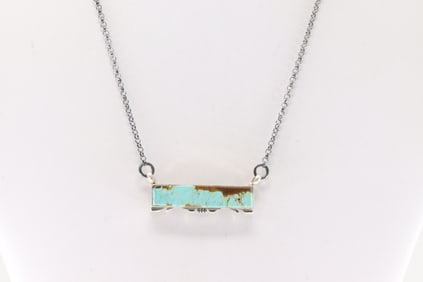 Native America Navajo Sterling Silver Number 8 Turquoise Necklace By Steve Francisco.