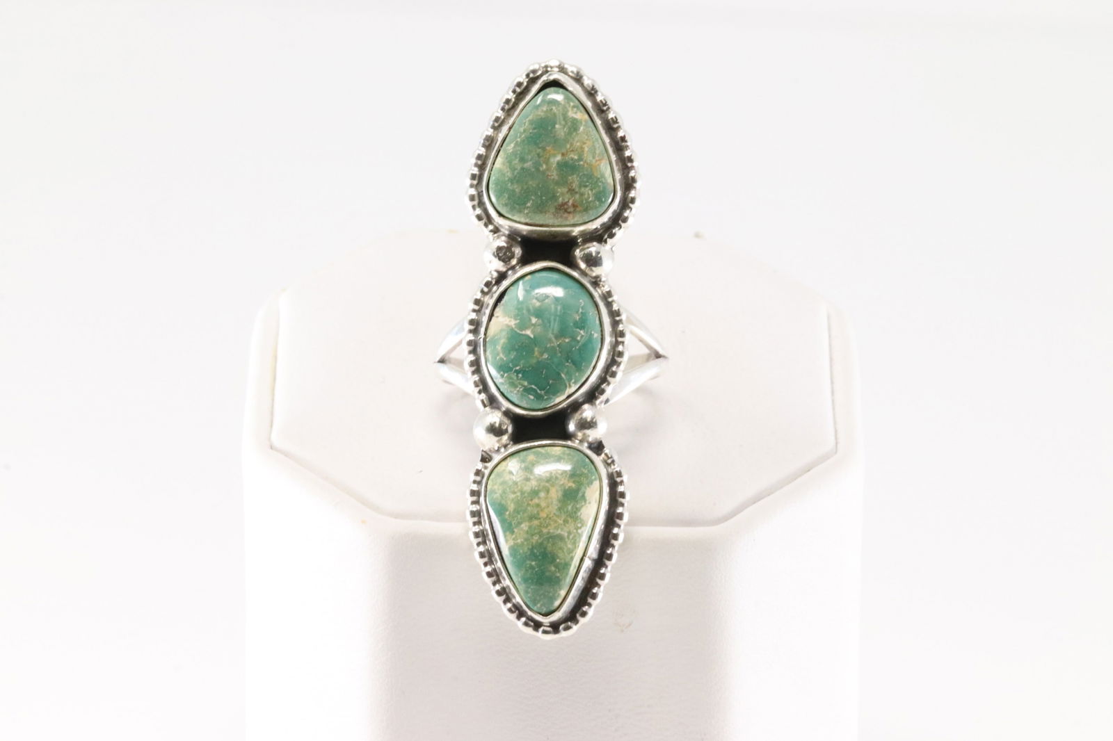 Native America Navajo Sterling Silver Turquoise Ring 3 Stone By S. (1 of 4)