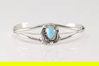 Native America Navajo Sterling Silver Turquoise Bracelet Cuff By Grace Kenneth.