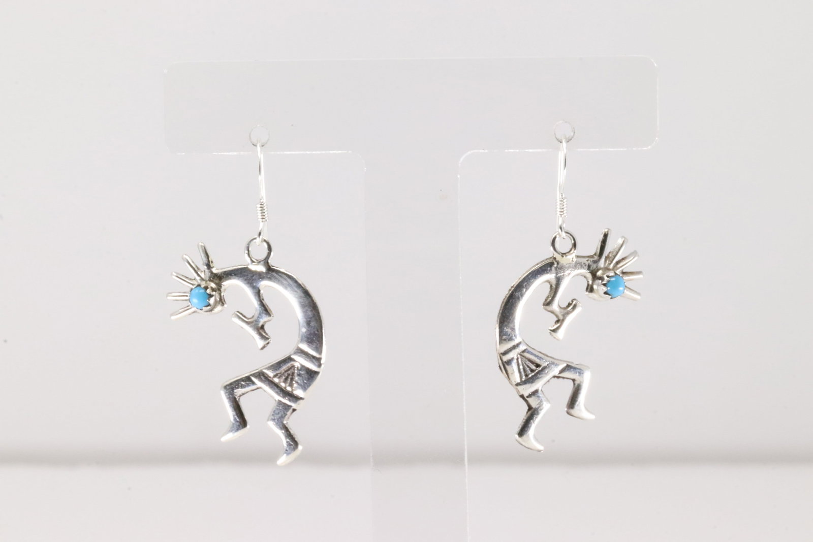 Native America Navajo Sterling Silver Turquoise Kokopelli Dangling Earring's By Lorraine Chee.: This is a Native America Navajo Sterling Silver Turquoise Kokopelli Dangling Earring's By Lorraine Chee.