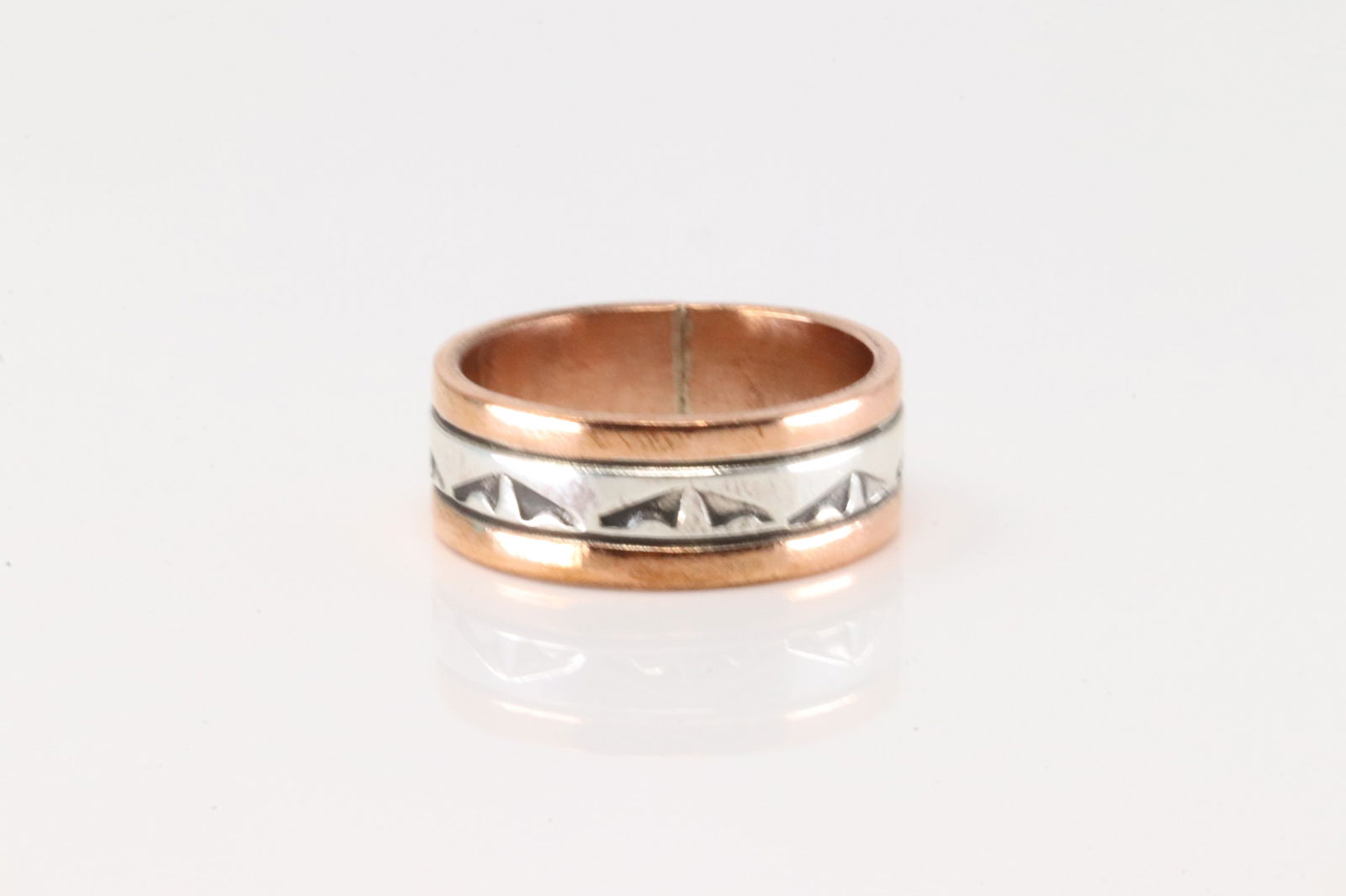 Native America Navajo Sterling Silver Copper Ring By Wylie Secatero. (1 of 3)