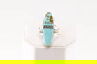 Native America Navajo Sterling Silver Turquoise Inlay Ring By H.Smith.