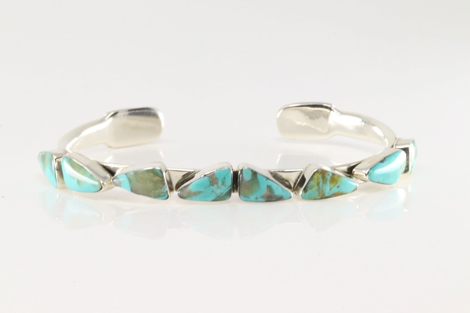 Native America Navajo Sterling Silver Turquoise Bracelet Cuff By Sadie Jim.: This is a Native America Navajo Sterling Silver Turquoise Bracelet Cuff By Sadie Jim.