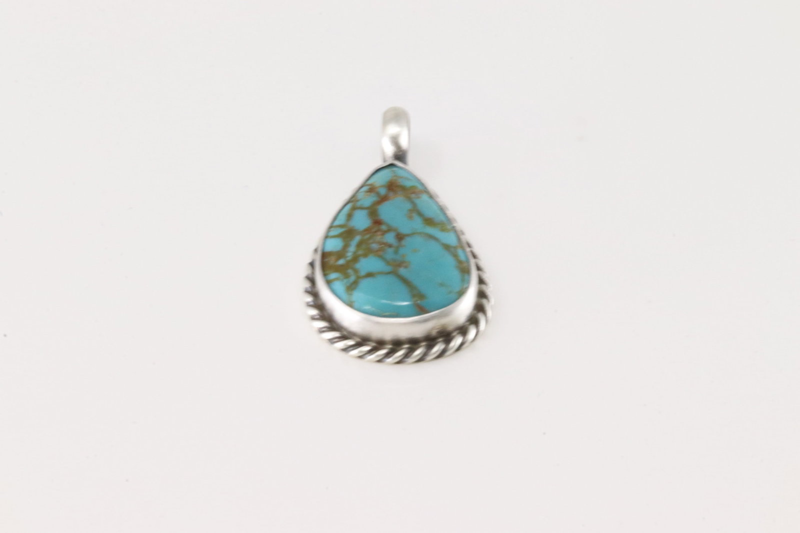 Native America Navajo Sterling Silver Kingman Turquoise Pendant By Johnny Dixon.: This is a Native America Navajo Sterling Silver Kingman Turquoise Pendant By Johnny Dixon.
