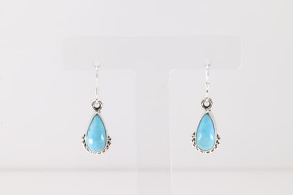 Native America Navajo Sterling Silver Turquoise Dangling Earring's By Annie Spencer.