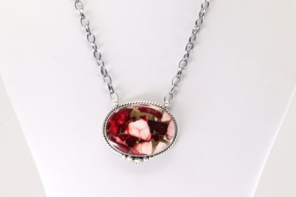 Native America Navajo Sterling Silver Dahlia Rose Turquoise Necklace By Johnny Dixon.