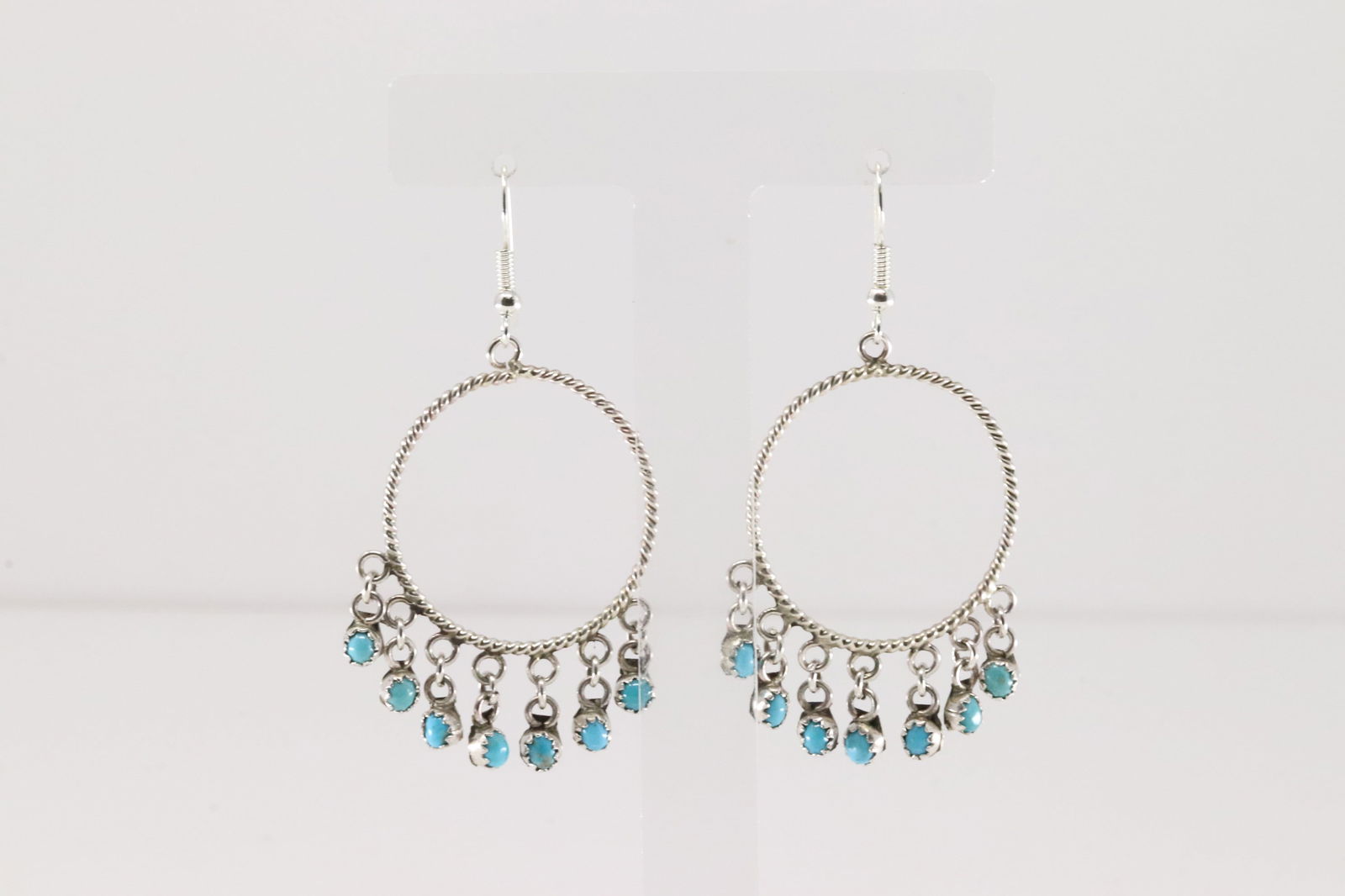 Native America Navajo Sterling Silver Turquoise Dangling Earring's By Sylvia Chee. (1 of 4)