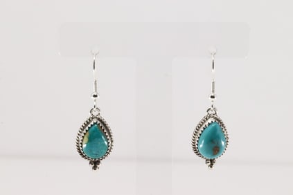 Native America Navajo Sterling Silver Kingman Turquoise Dangling Earring's By Trish Largo.
