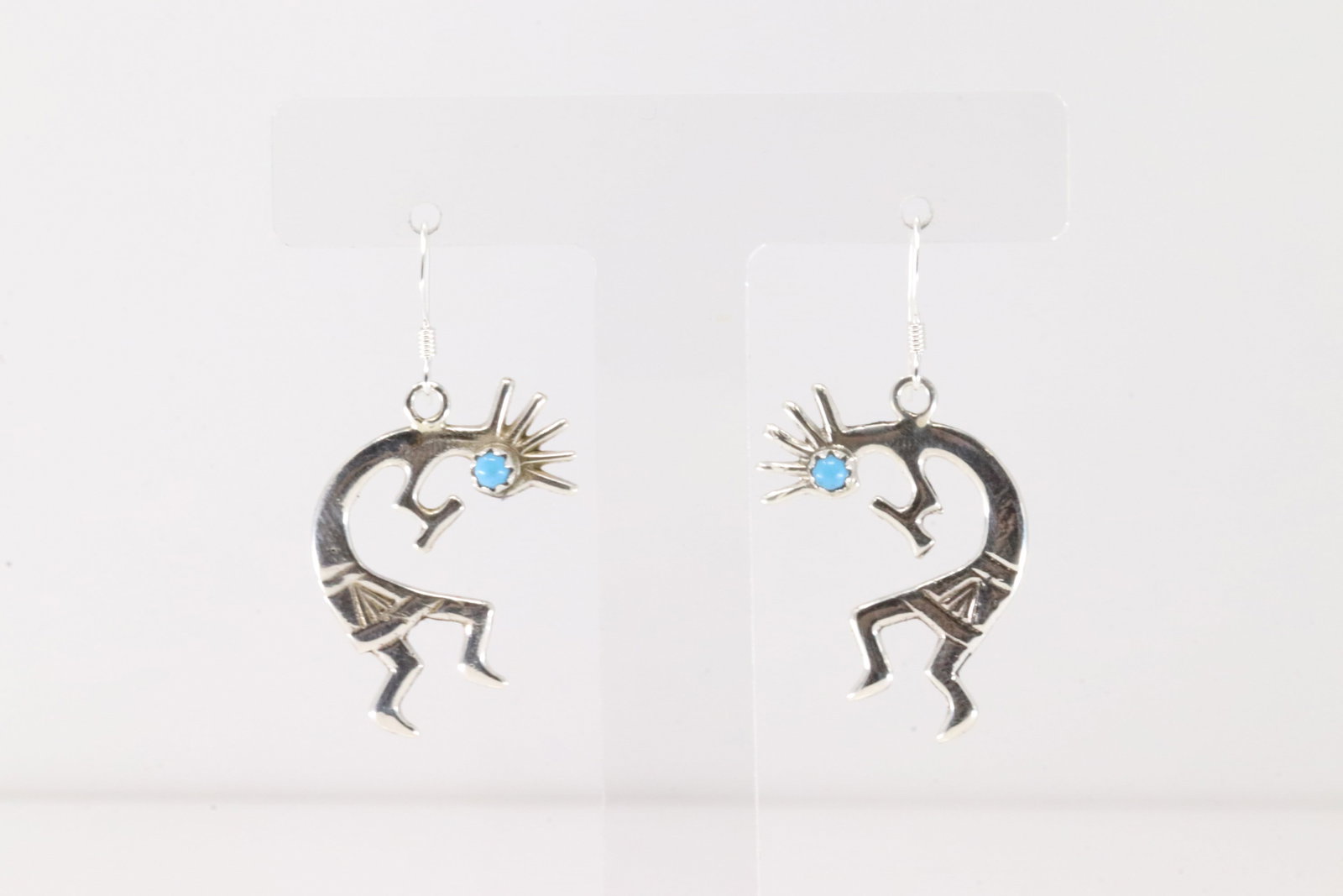 Native America Navajo Sterling Silver Turquoise Kokopelli Dangling Earring's By Lorraine Chee.: This is a Native America Navajo Sterling Silver Turquoise Kokopelli Dangling Earring's By Lorraine Chee.