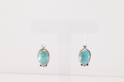 Native America Navajo Sterling Silver Turquoise Dangling Earring's By Sharon McCarthy.
