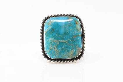 Native America Navajo Sterling Silver Turquoise Ring By A.L.