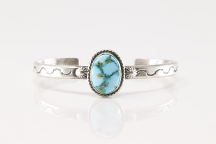 Native America Navajo Sterling Silver Sonora Gold Turquoise Bracelet Cuff By Samuel Yellowhair.