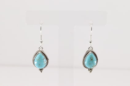 Native America Navajo Sterling Silver Turquoise Dangling Earring's By L.