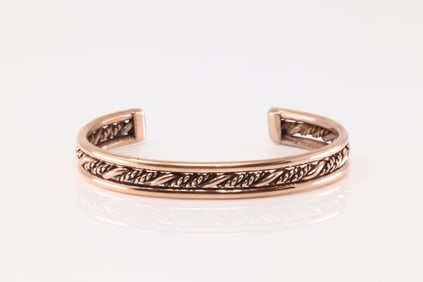 Native America Navajo Copper Bracelet Cuff By Elaine Tahe.