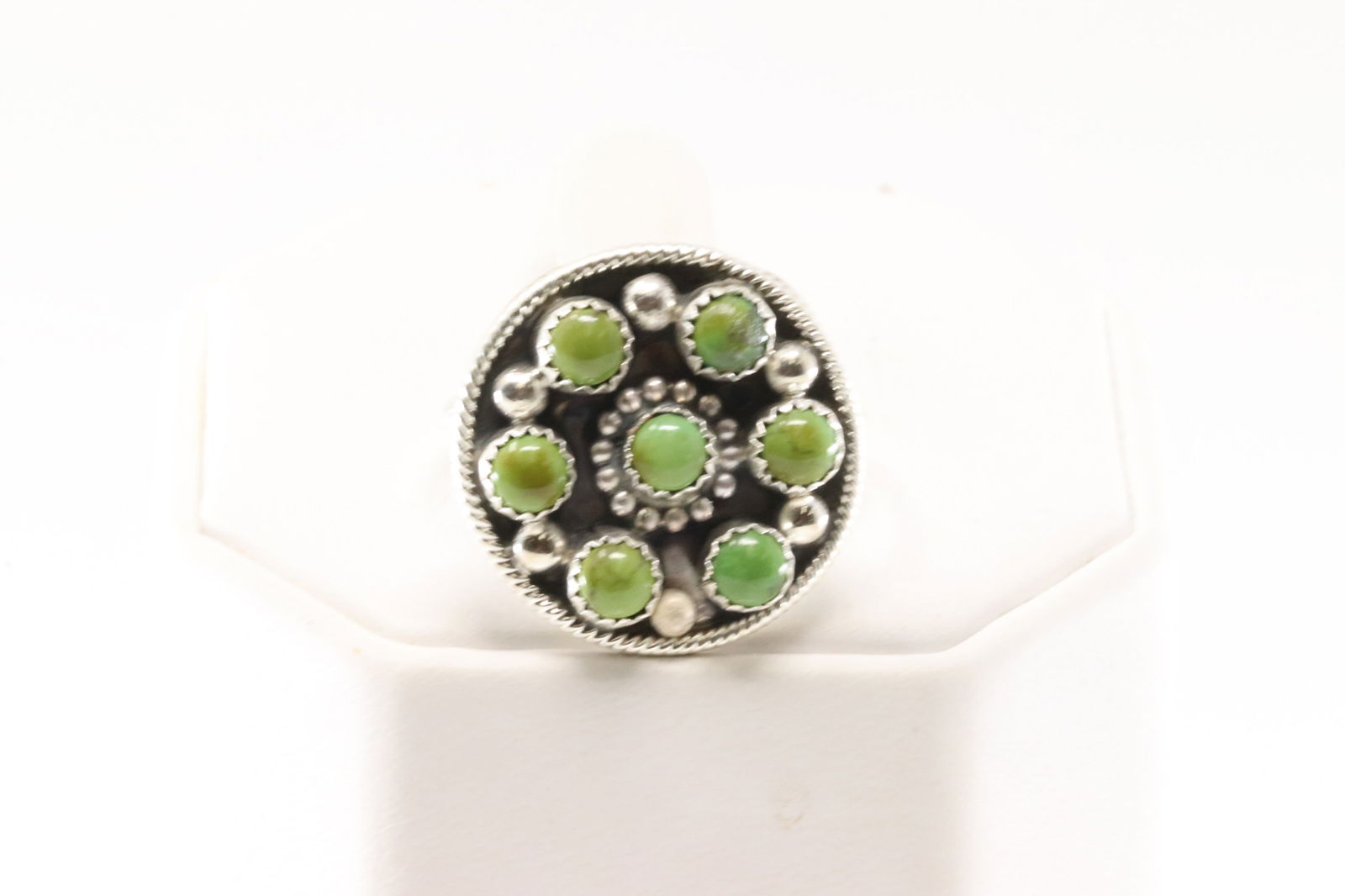 Native America Navajo Sterling Silver Green Turquoise Ring By S. (1 of 4)
