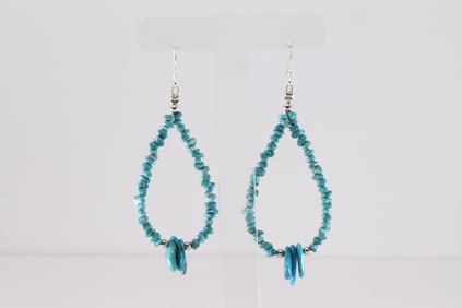 Native America Navajo Sterling Silver Turquoise Dangling Earring's.