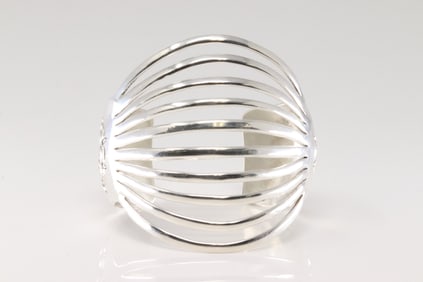 Native America Navajo Sterling Silver 10 Rows Design Solid Bracelet Cuff By Grace Silver.
