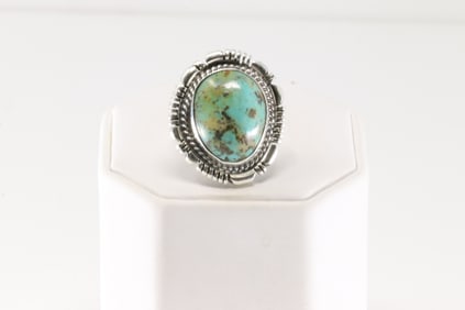 Native America Navajo Sterling Silver Turquoise Ring By Son B.
