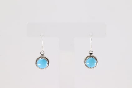 Native America Navajo Sterling Silver Turquoise Dangling Earring's By Sharon McCarthy.