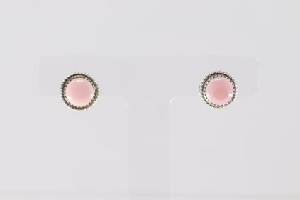 Native America Navajo Sterling Silver Pink Conch Shell Post Earring's By Esther White.