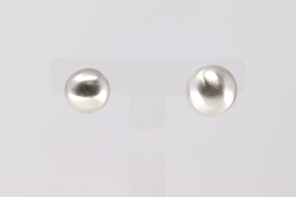 Native America Navajo Sterling Silver Pearl Beaded Post Earring's By M.S.