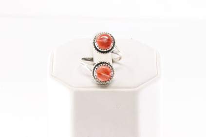 Native America Navajo Sterling Silver Spiny Oyster Ring By Esther White.
