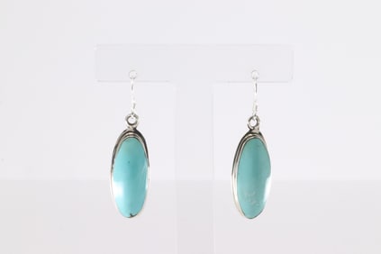 Native American Navajo Sterling Silver Turquoise Dangling Earring's By Ryntanna Yazzie.