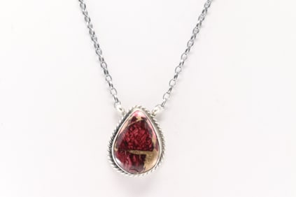 Native America Navajo Sterling Silver Dahlia Rose Turquoise Necklace By Elouise Kee.