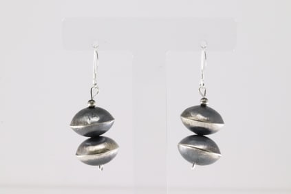 Native America Navajo Sterling Silver Beaded Dangling Earring's By Tysha Aparicio.